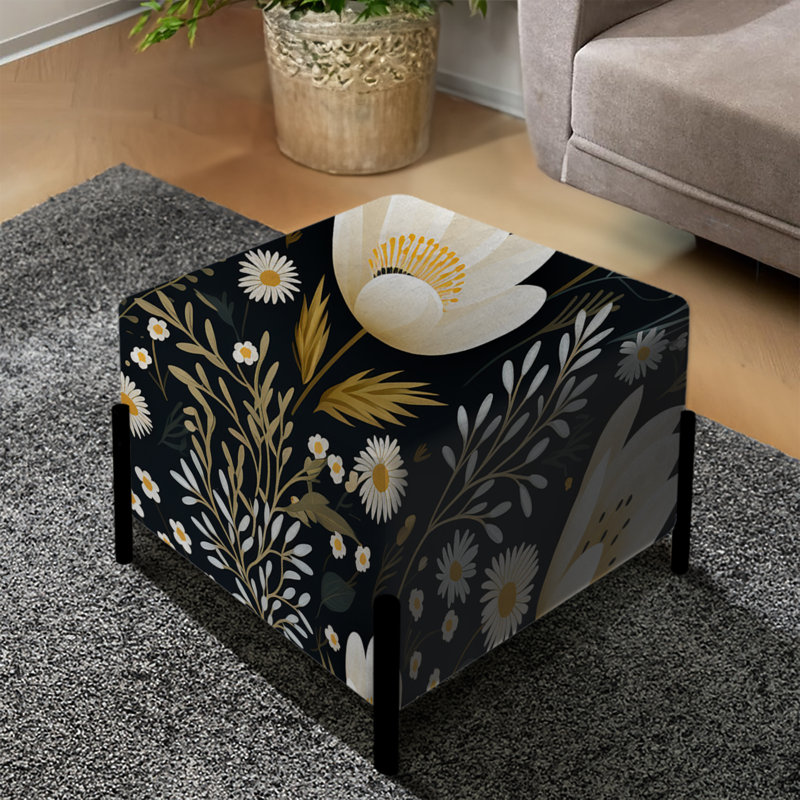 Motif floral bohémien fantaisiste - repose-pieds carré floral