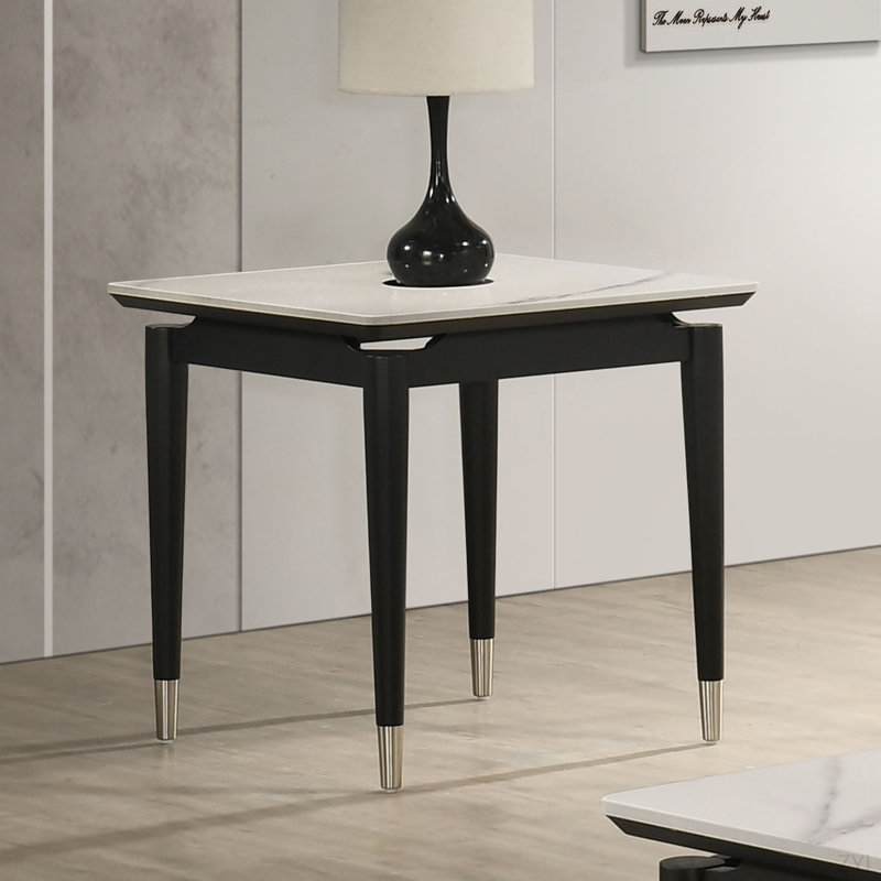 Table de bout de style contemporain avec plateau en pierre frittée
