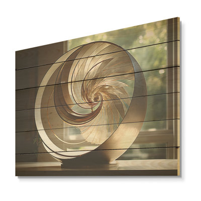 Bronze Nautilus Vortex - Nautilus, art sur bois de pin naturel