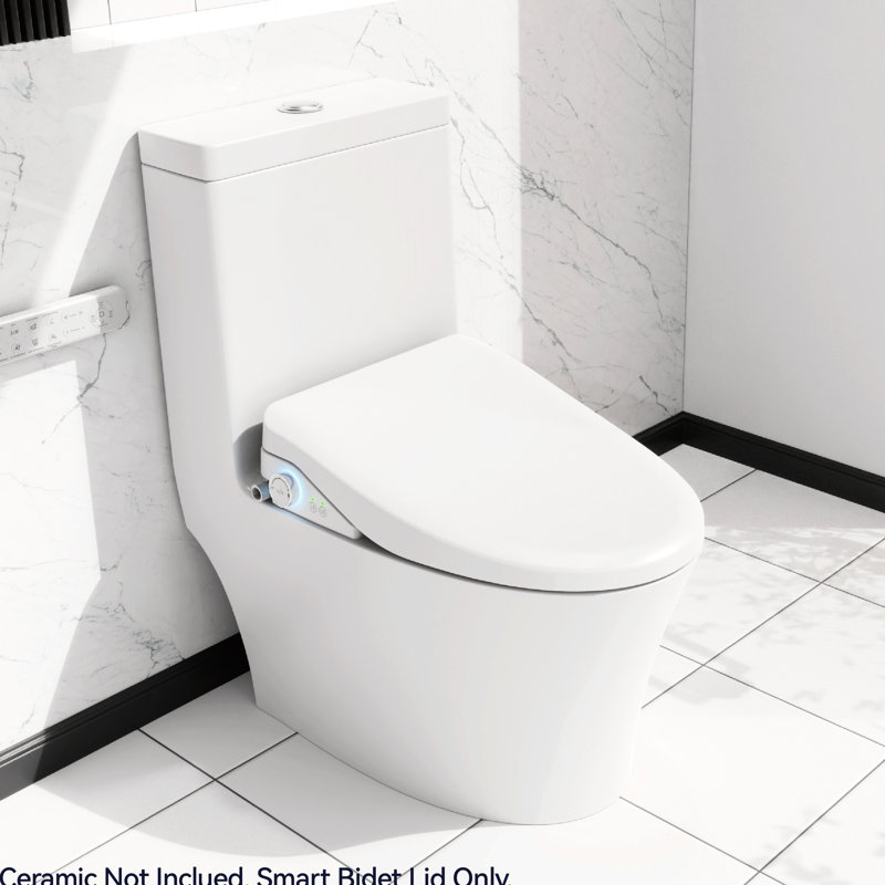 Bidet intelligent réglable - Chauffage de l'eau et du siège réglable, nettoyage automatique, toilette blanche avec bouton latéral 3 niveaux de chauffage, température silencieuse