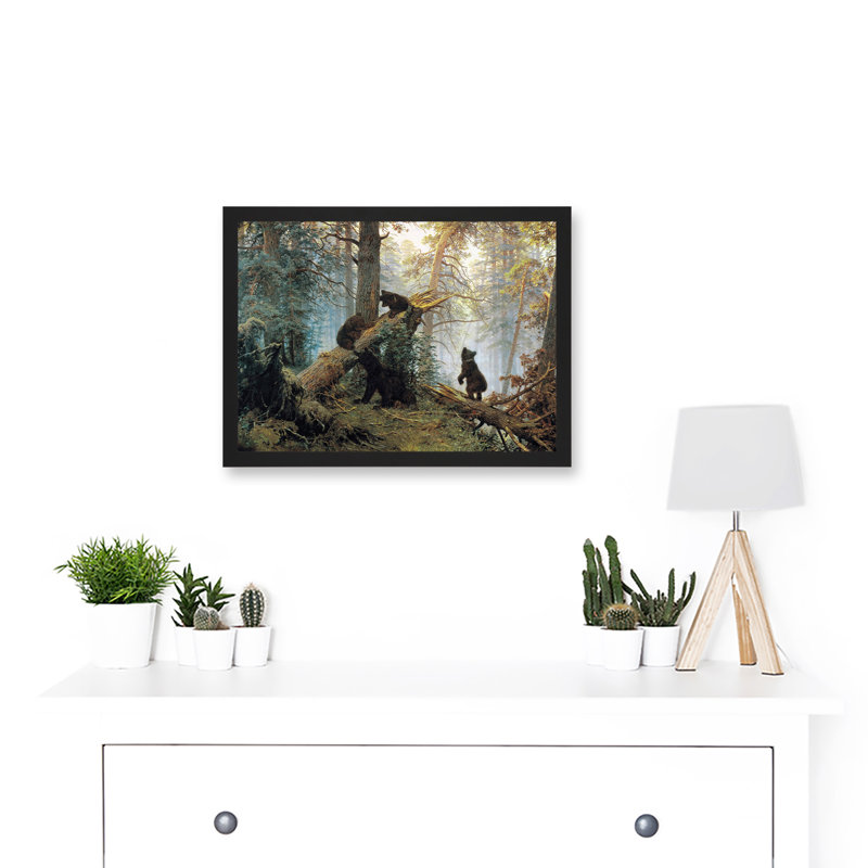 Morning In Pine Forest Bears by Ivan Shishkin - Single Picture Frame Print