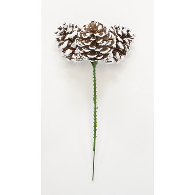 2.3" White Tip Plastic Pine Cone x3 on Pick