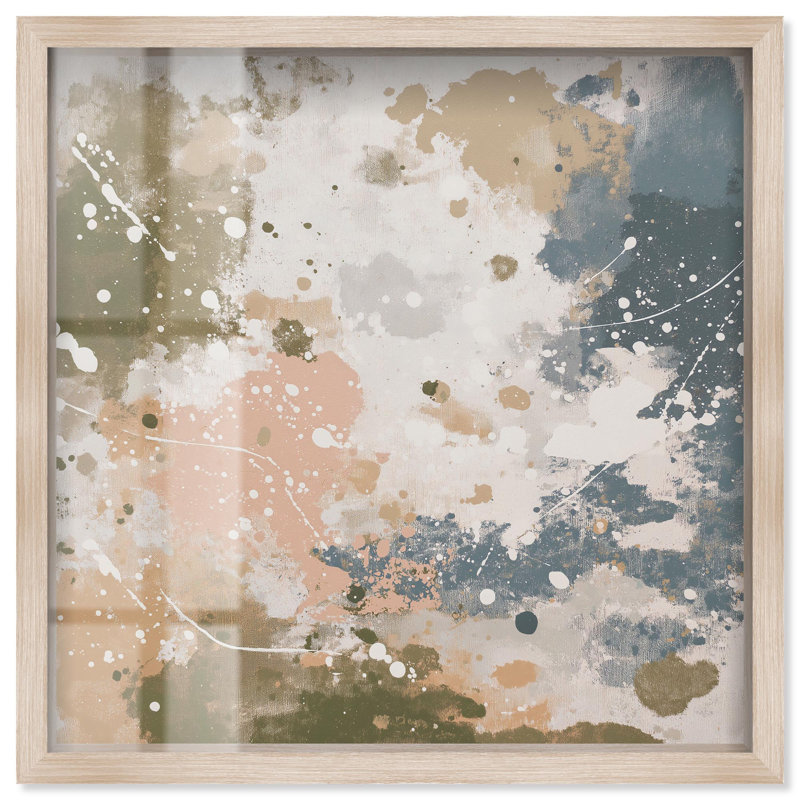«Splatter Effect II», reproduction d'art abstrait par Art Remedy, H 21 po x l 21 po, Crème, crème