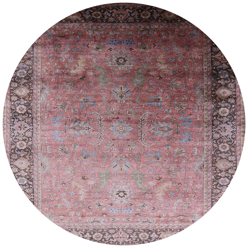 Tapis brun à motif oriental, Rond 3 pi