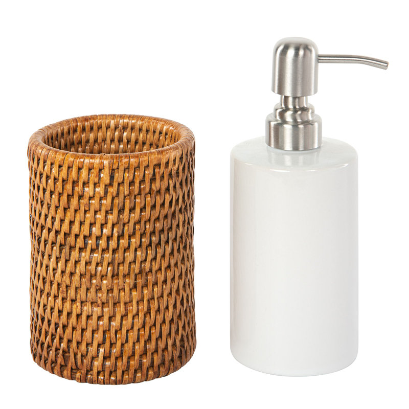 Everard Ceramic / Porcelain Soap / Lotion Dispenser, Honey Brown
