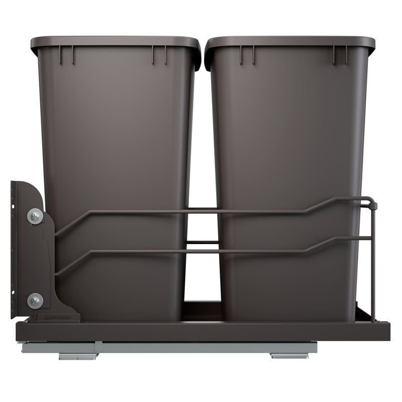 Poubelles coulissantes doubles Rev-A-Shelf avec fermeture en douceur , Gris Orion