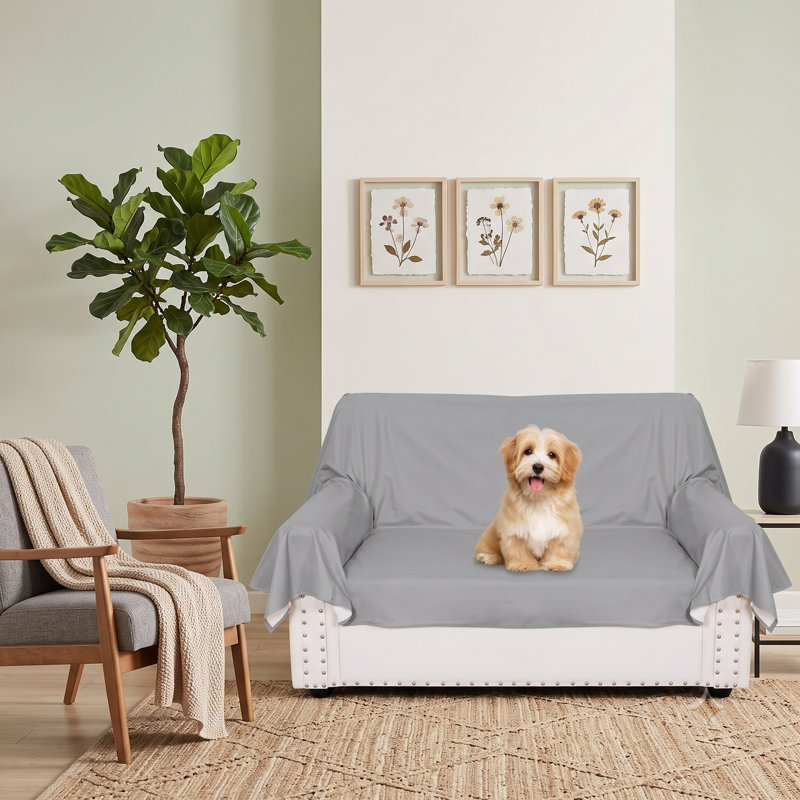 Housse de protection pour lit gris pour animaux de compagnie imperméable, doublure en tissu mince respirant et résistant aux cheveux, grand lit 78 * 90 pouces, convient aux chiens et aux chats