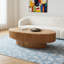 Table basse 47 po ovale avec rangement Table d'appoint moderne en placage de bois massif pour salon, chambre à coucher, appartement ou bureau, bois naturel-1315962950
