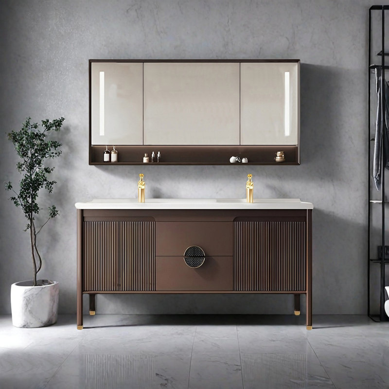 Nouvelle armoire de salle de bain de style chinois, H 32,67 po x l 55,51 po x P 19,68 po