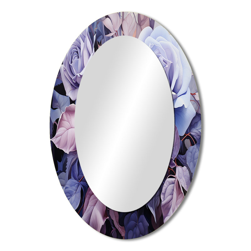 Twist Lavender Rose I - Abstract Oval Decorative Mirror On Metal, 36" x 24"