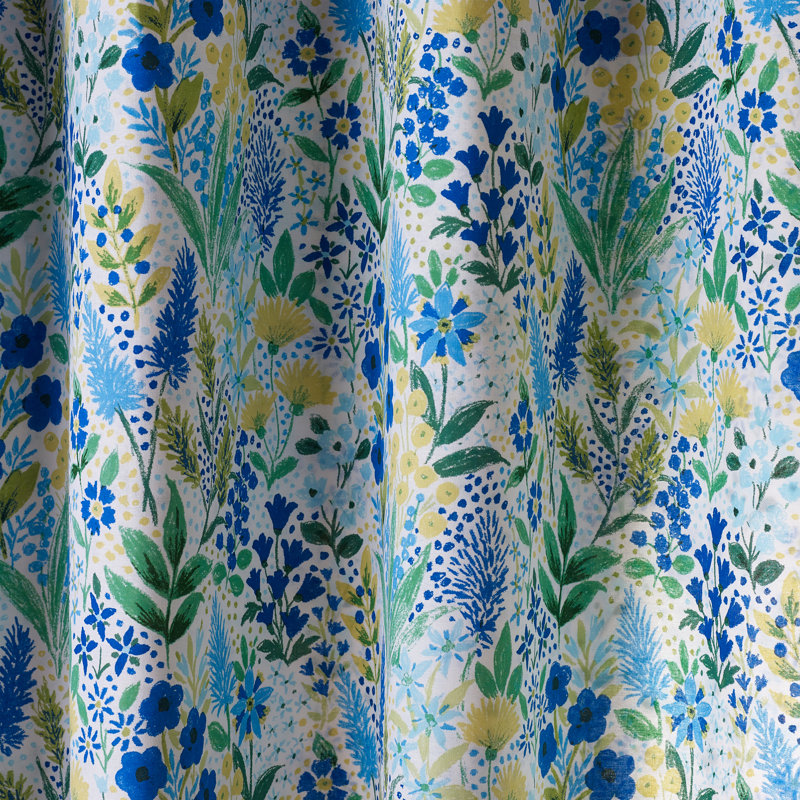 Tilly Floral Fully Reversible Eyelet Curtains, Blue