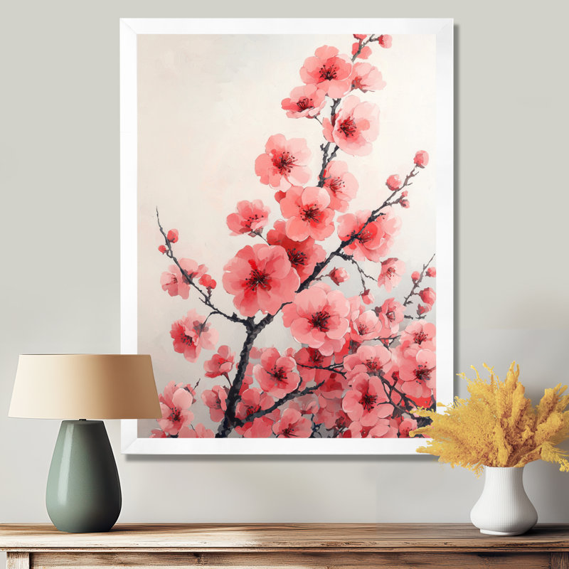 Regan - impressions sur toile florales, H 32 po x l 16 po, Reproduction encadrée d'une seule photo, Blanc