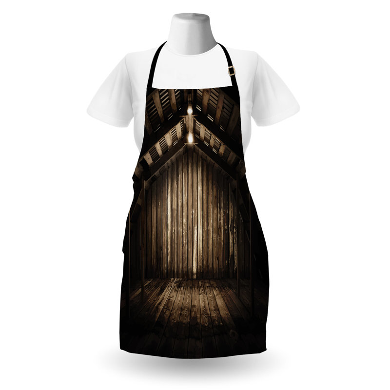 Tablier East Urban Home rustique unisexe, chalet en bois, taille adulte, brun foncé