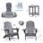 Folding Outdoor Adirondack Chair Set Of 2 And Table Set,HDPE All-Weather Folding Fire Pit Chair,  Ergonomic Design Patio Lawn Chair For Outside Deck Garden Backyardf Balcony, Grey-352082921