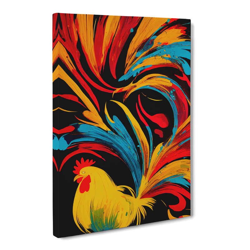 Langsey Rooster Splatter Vol.3 - Wrapped Canvas, 76cm H x 50cm W x 3cm D