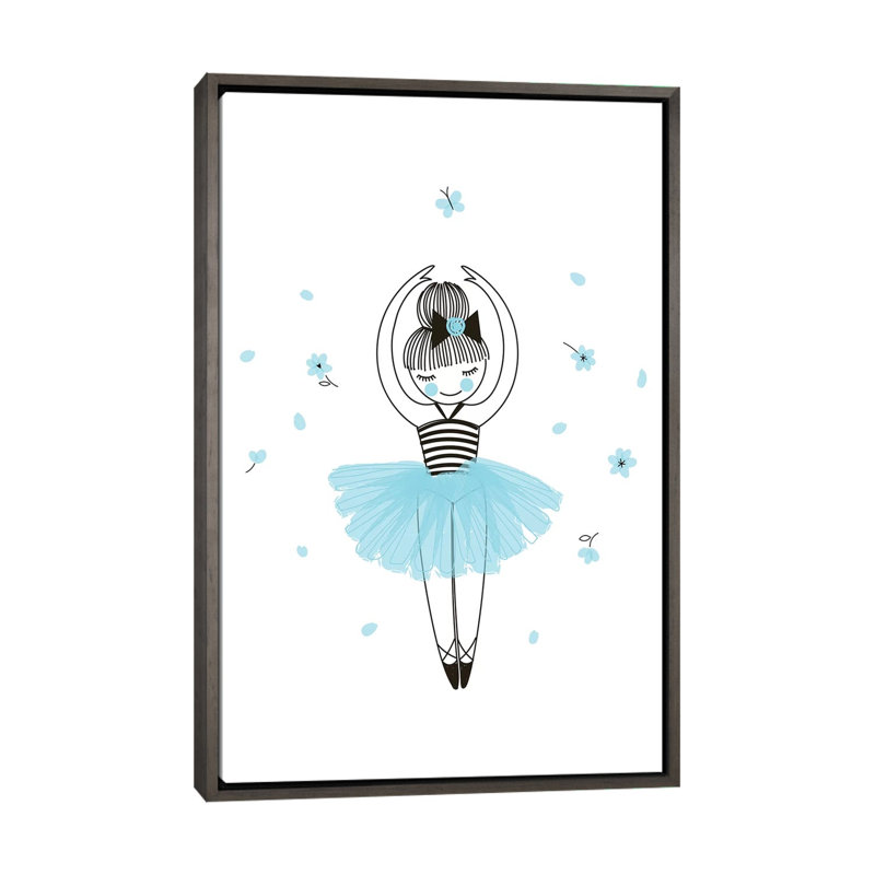 Petite ballerine - impression d'art graphique, H 60 po x l 40po x P 1,5 po, Toile avec cadre gris, Pas de tapis