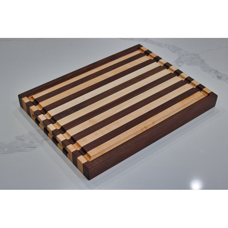 Solid Walnut And Maple Stripes Design Cutting Board