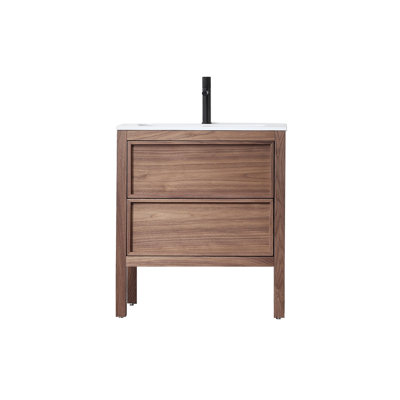 Herrings 30 po L x 21 po P 2 tiroirs Meuble-lavabo avec évier simple et Comptoir en Surface solide blanc