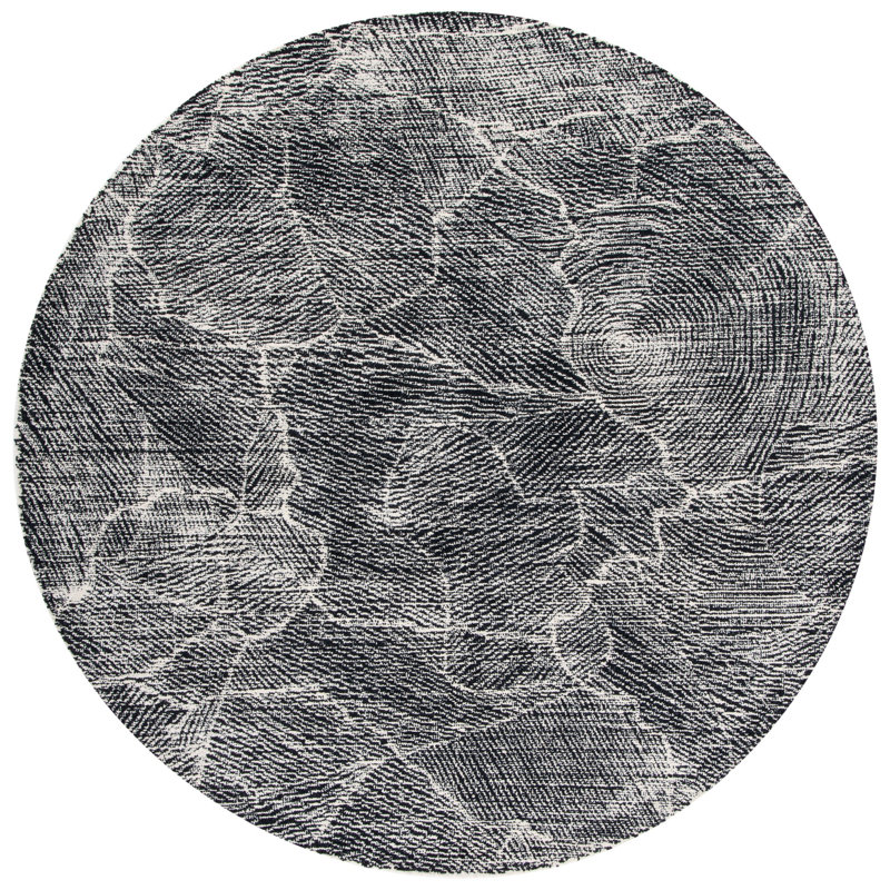 Goines Hand Tufted Indian Wool And Cotton With Latex Abstract Rug, Round 6'