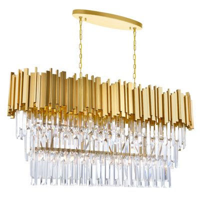 Mylinda 9 Light Pool Table Light With Medallion Gold Finish for Dining Room, Kitchen Island, or Game Room