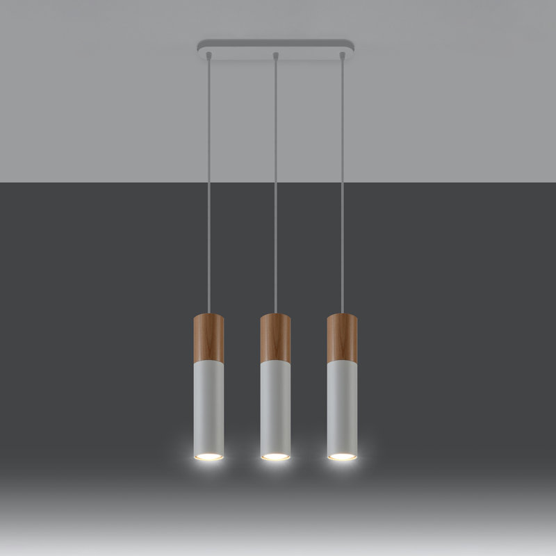 Driskell 3 - Light Kitchen Island;Cylinder;Cluster Pendant, White