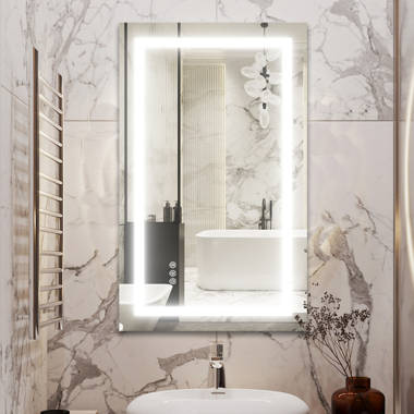 Jerol Rectangular Modern High Lumen Lighted LED Anti-Fog Dimmable Wall  Mounted Bathroom Vanity Mirror
