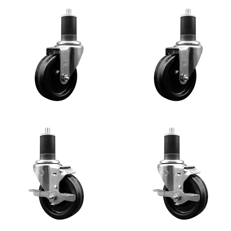 Ensemble de roulettes phénoliques pivotantes à roulettes extensibles 2 freins SCC TLB 4 po x 1-5 / 8 po