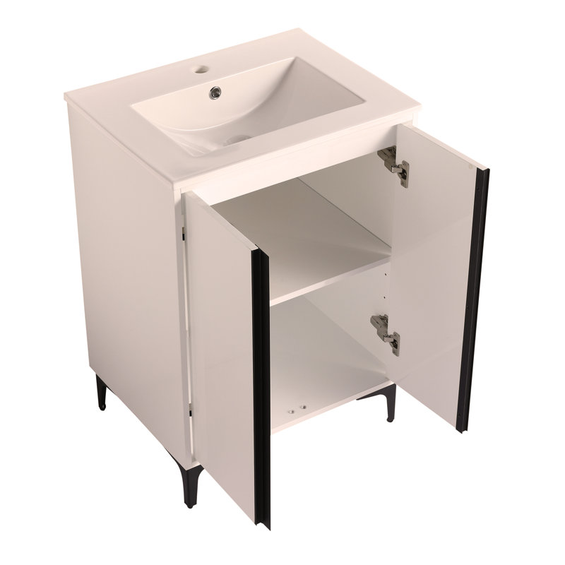 Meuble-lavabo autoportant 24 po avec lavabo en céramique 24 po