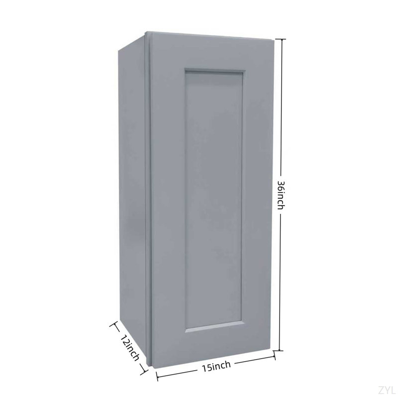 Porte d'armoire murale en bois massif gris foncé et étagère pour le rangement dans la cuisine, le rangement dans la salle de bain, la buanderie et les tablettes réglables prêtes à assembler