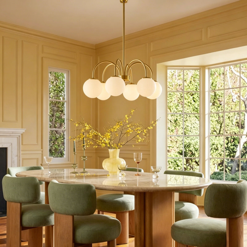 Bradrick 6 - Light Modern Glass Bubble Chandelier, Gold