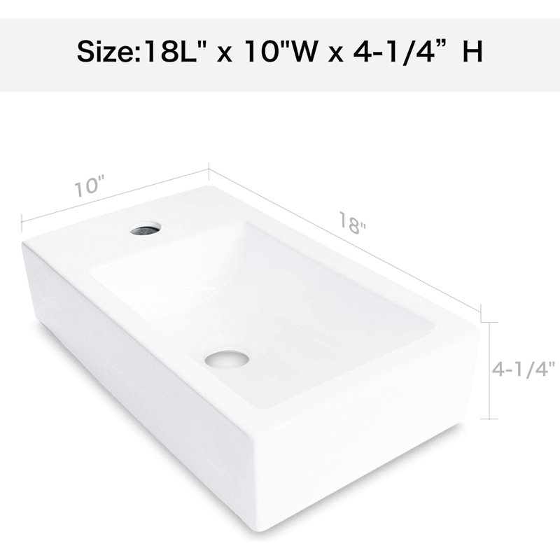 Lavabo de salle de bain en céramique blanche 18 x 10 - fixation murale, faible absorption d'eau, accessoire tendance, résistance aux acides, pièce décorative