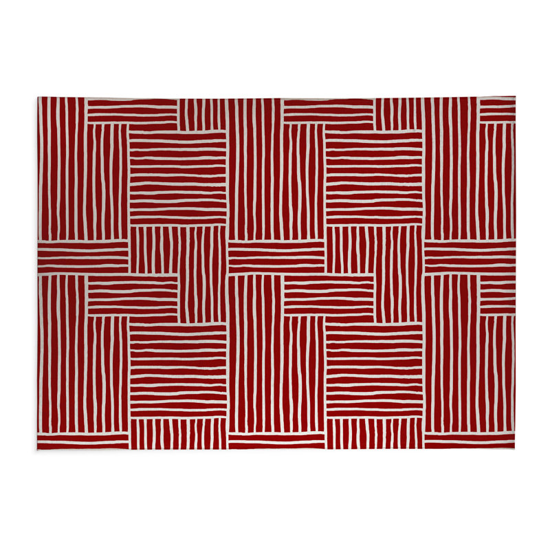 Grid Puz Low Profile Kitchen Mat, Cranberry Red, Rectangle 5' x 7'