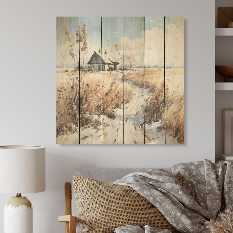 Charme des prairies dans un délice hivernal - Art sur bois de pin naturel des prairies, H 30 po x l 30 po
