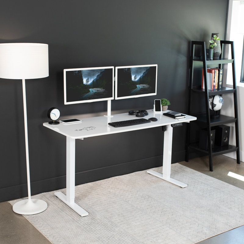 White and Black Adjustable Height Electric Standing Desk