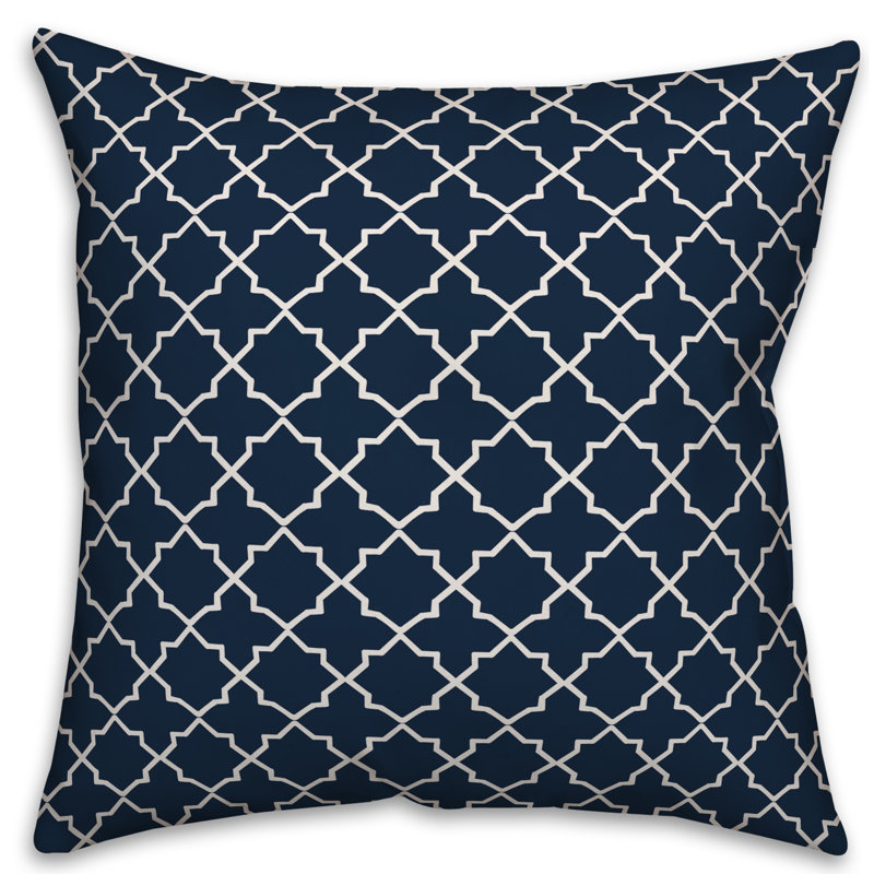 Geometric Pillow Cover, 20" x 20", Navy, Polyester/Polyfill