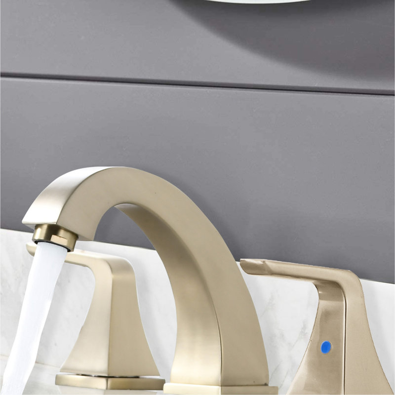 Robinet de lavabo de salle de bain espacé de 8 po, 2 poignées, doré brossé, avec ensemble de drain escamotable 2 et finition longue durée