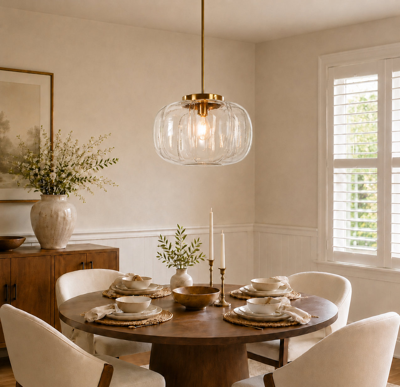Beltran 15" Width 1-Light Dome Pendant Light, Transparent