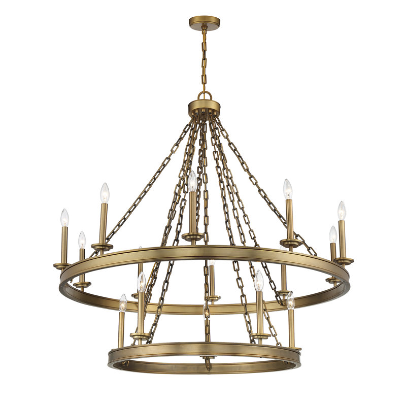 Hanae 15 - Light Dimmable Tiered Chandelier, Warm Brass