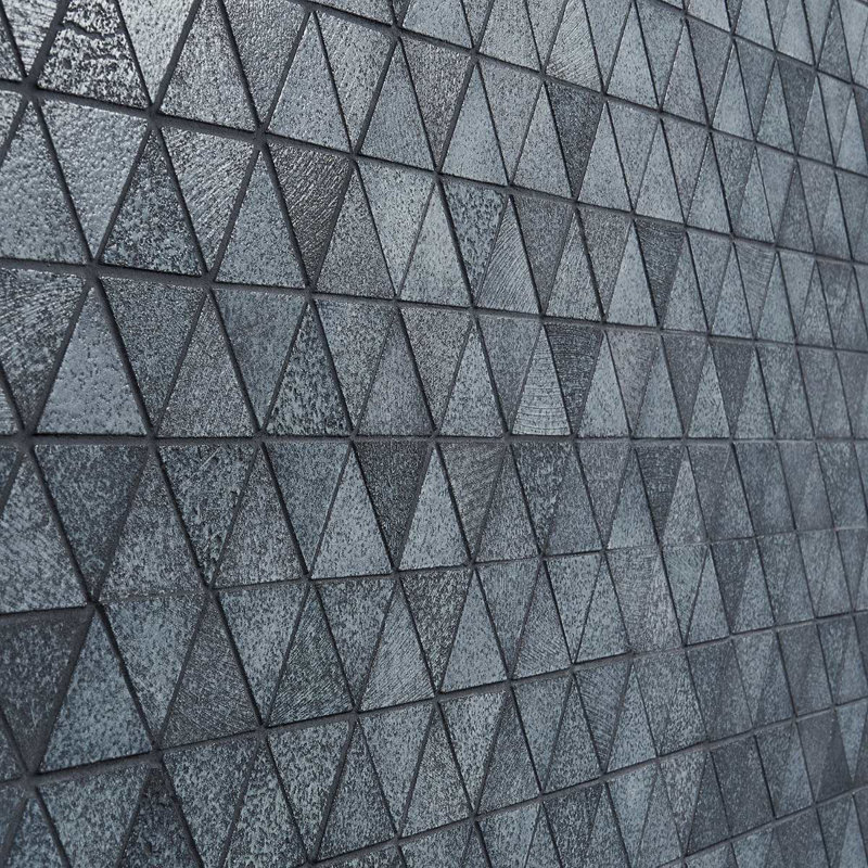 Cobble 10.62 In. X 14.56 In. Triangle Glossy Lava Stone Mosaic Floor And Wall Tile (5.35 Sq. Ft. / Case), Blue