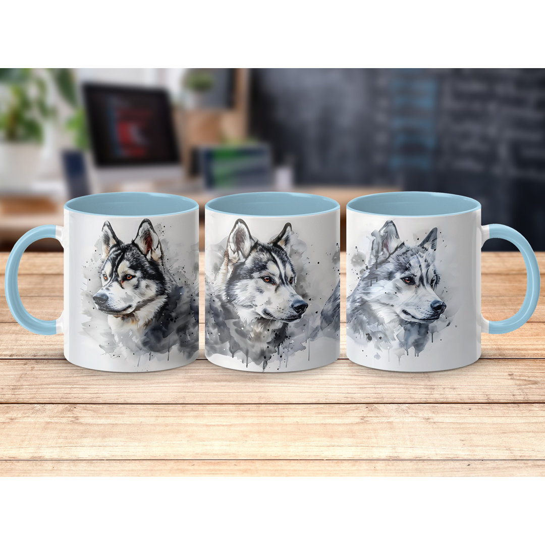 Siberian Husky Watercolor Design 11oz Coffee Mug
