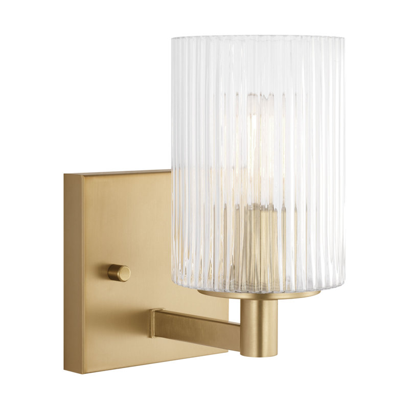 Luisa bath wall sconce with clear fluted glass shades, 1, Satin Bronze