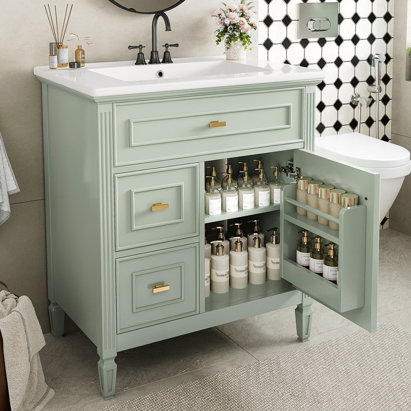 Meuble-lavabo 30 po avec lavabo, Vert