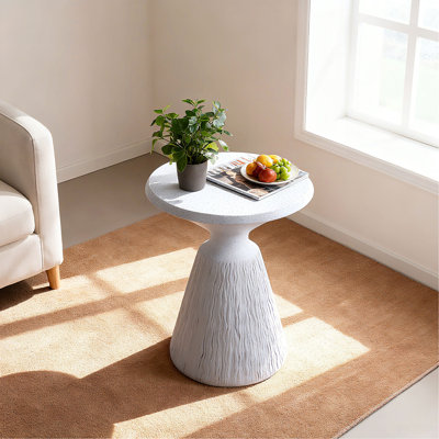 Tables de bout d'extérieur en ciment pour patio, table d'appoint de jardin, petite table d'appoint ronde moderne pour l'extérieur, tabouret de jardin en souche d'arbre pour l'intérieur et l'extérieur