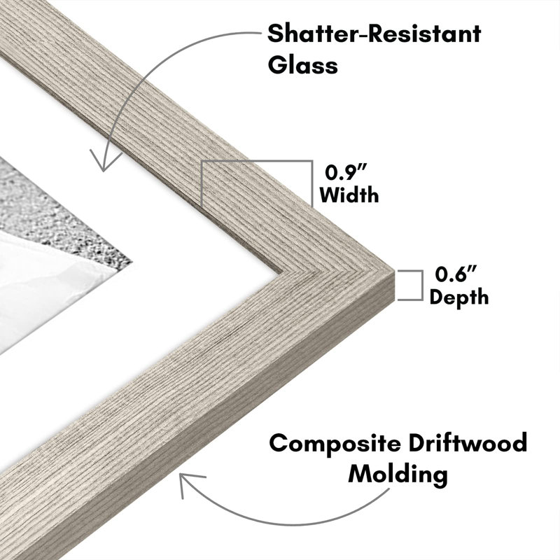 Set Of 7 Picture Frames With Shatter-Resistant Glass - Gallery Wall Frame Set With One 11X14 Frame, Two 8X10 Frames, And Four 5X7 Frames - Signature Collection - Driftwood