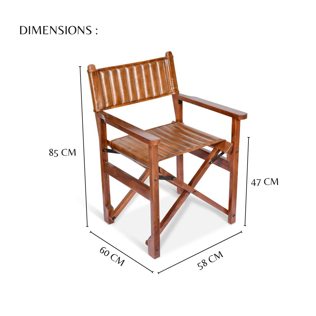 47cm H Genuine Leather Upholstered Folding Dining Chair in Brown