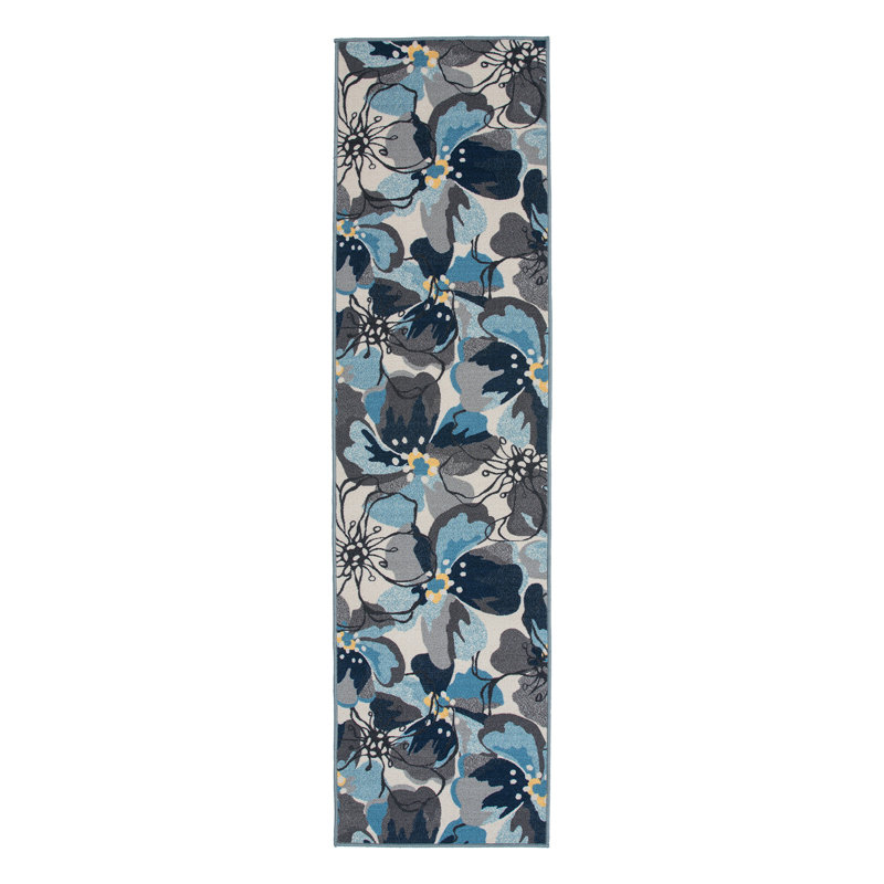 Florentia Floral Black/Gray/Cream Area Rug, Runner 2'7" x 8'