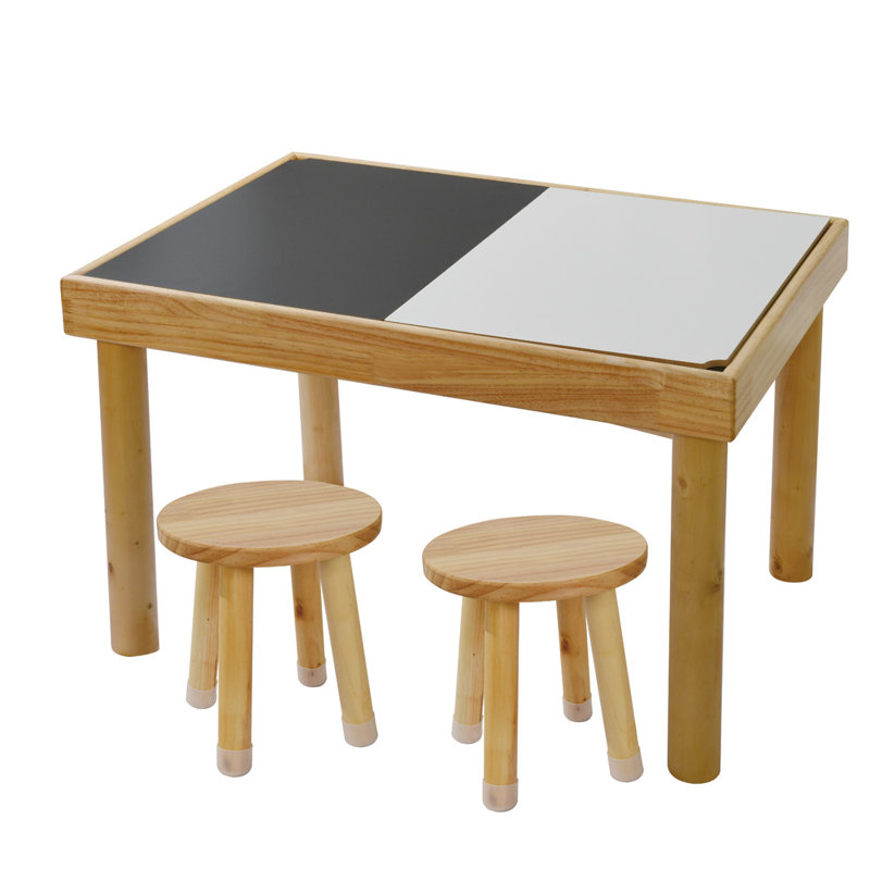 Ensemble de table d'activité pour enfants avec 2 chaises (bois naturel)