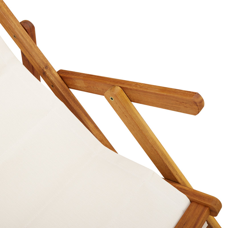 Beach Chair with Cushion Folding Solid Acacia Wood Garden Lounge Patio, Light Grey