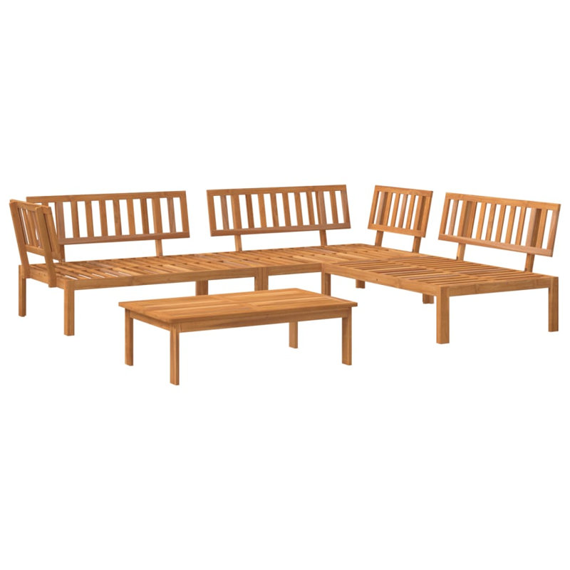  Ensemble de canapé de jardin Pallet, Middle + 2x Corner + Table, Brun