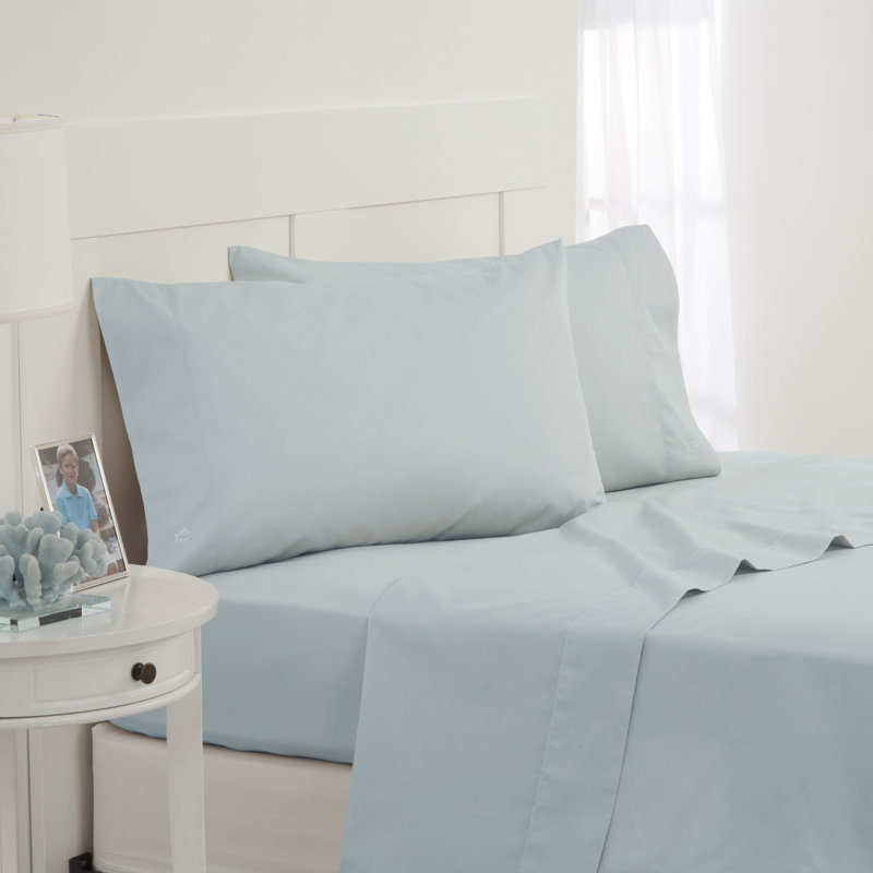 Southern Tide Cotton Twill Sheet Set, Sunlight Blue, King Sheet Set with 2 Pillowcases